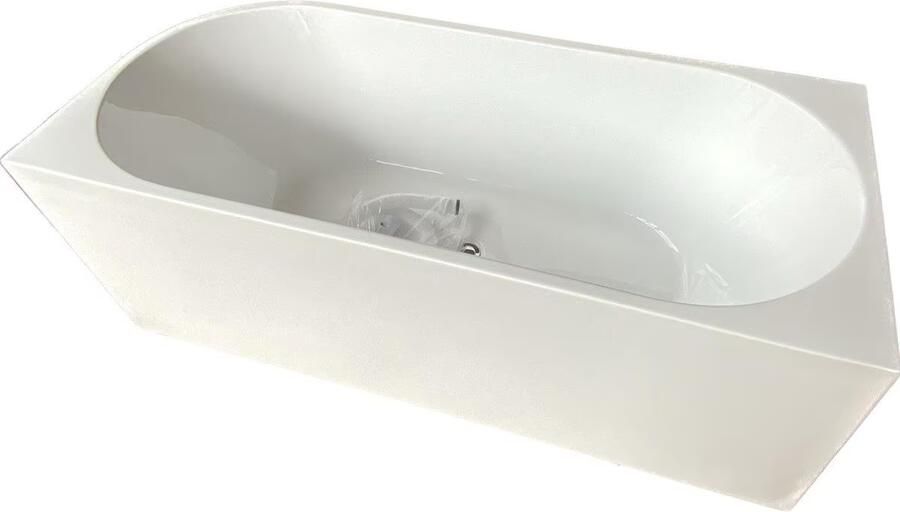 Aloni Half-vrijstaand bad | 180x80 cm | Acryl | Links | Glans wit