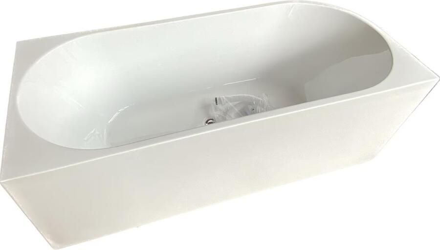 Aloni Half-vrijstaand bad | 180x80 cm | Acryl | Rechts | Glans wit