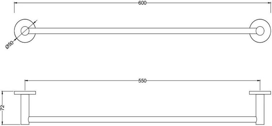 Aloni Handdoek houder | Wandmontage | 57 cm | Messing | Rond | Zwart mat