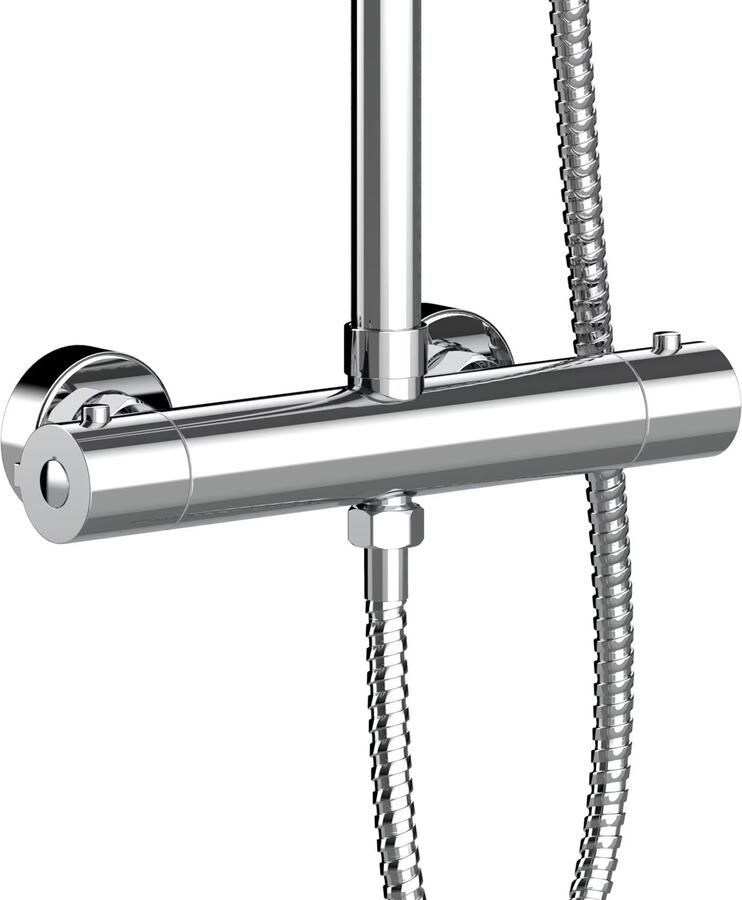 Aloni Regendouche set | opbouw | Thermostaatkraan | 2-weg | Rond | Chroom