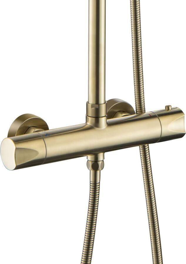 Aloni Regendouche set | opbouw | Thermostaatkraan | 2-weg | Rond | Goud geborsteld