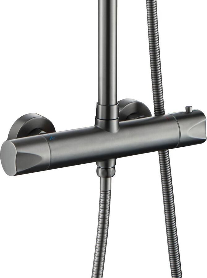 Aloni Regendouche set | opbouw | Thermostaatkraan | 2-weg | Rond | Gunmetal