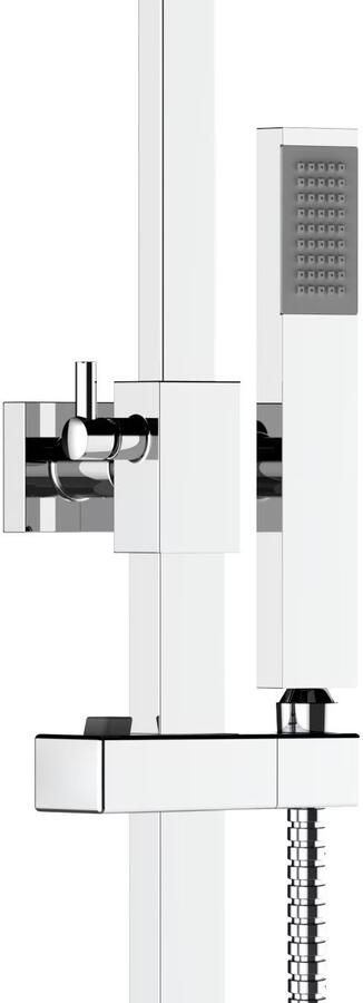 Aloni Regendouche set Quadro | Opbouw | 22 cm | Thermostaatkraan | Incl.Handdoucheset | Chroom - Foto 3