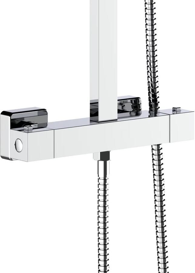 Aloni Regendouche set Quadro | Opbouw | 22 cm | Thermostaatkraan | Incl.Handdoucheset | Chroom - Foto 2