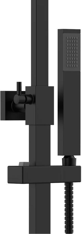 Aloni Regendouche set Quadro | Opbouw | 22 cm | Thermostaatkraan | Incl.Handdoucheset | Mat zwart - Foto 3