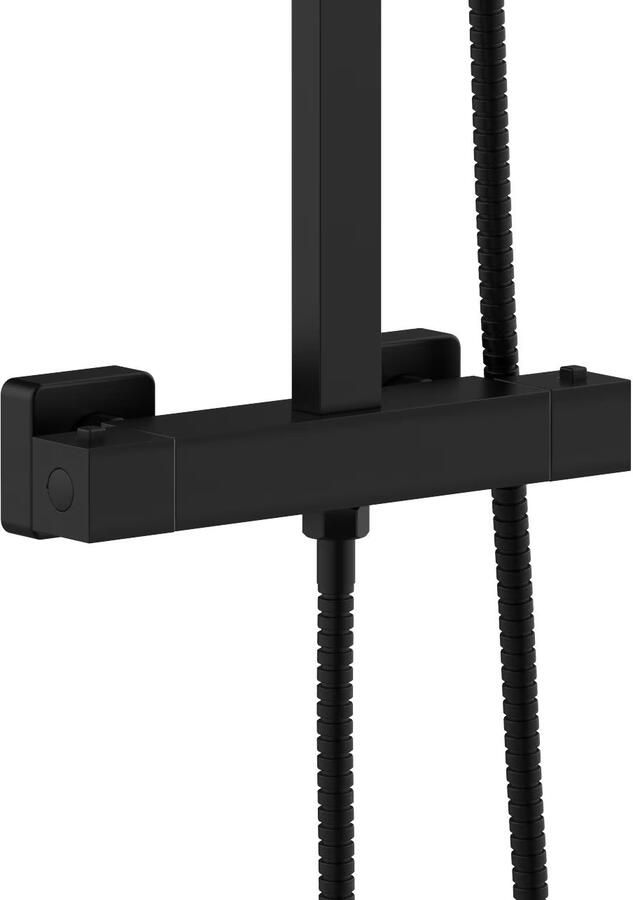 Aloni Regendouche set Quadro | Opbouw | 22 cm | Thermostaatkraan | Incl.Handdoucheset | Mat zwart - Foto 2