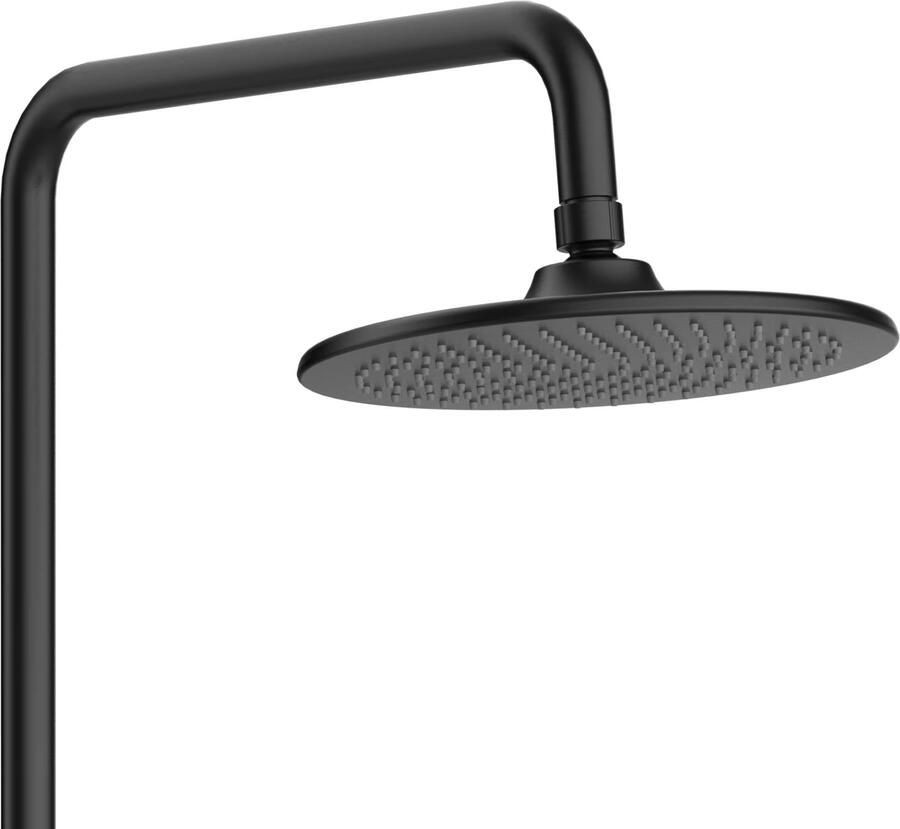 Aloni Regendouche set Rondo | Opbouw | 22 cm | Thermostaatkraan | Incl.Handdoucheset | Mat zwart