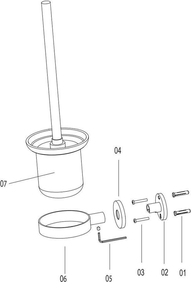 Aloni Toiletborstel | Wandmontage | Incl.Wandhouder | Messing | Gun metal