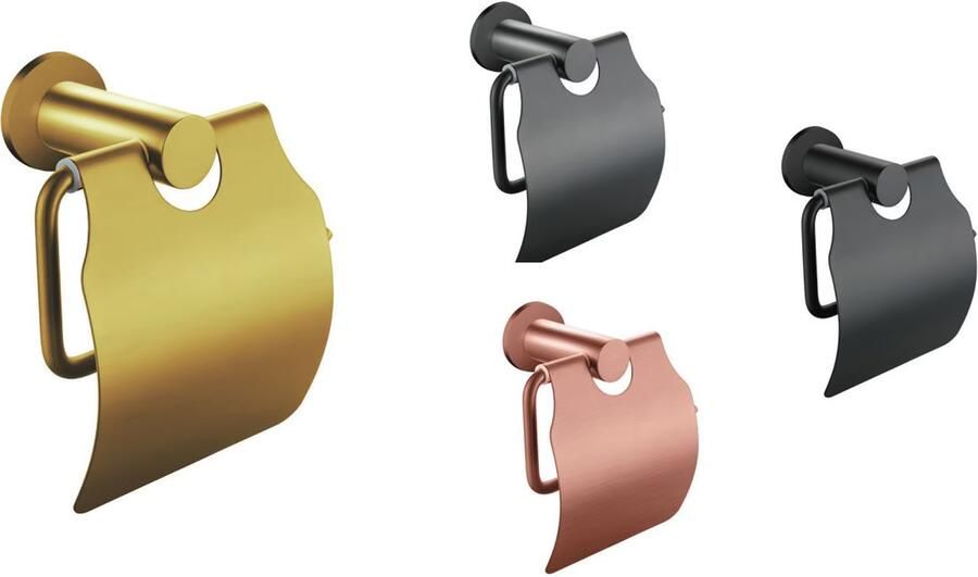 Aloni Toiletrolhouder | Wandmontage | Met klep | Messing | Gun metal