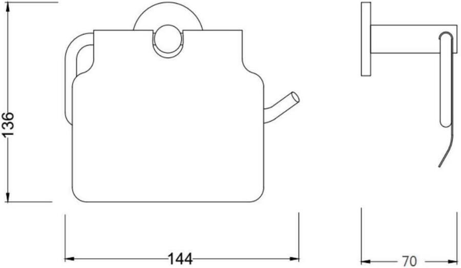Aloni Toiletborstel | Wandmontage | Met klep | Messing | Zwart mat