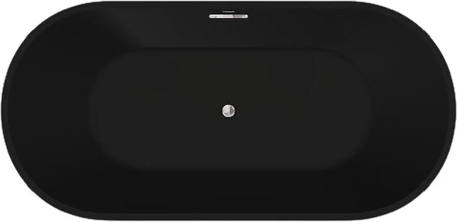 Aloni Vrijstaand bad Bauci | 170x70 cm | Incl.Badplug | Met overloop | Solid surface | Vrijstaand | Ovaal | Zwart - Foto 2