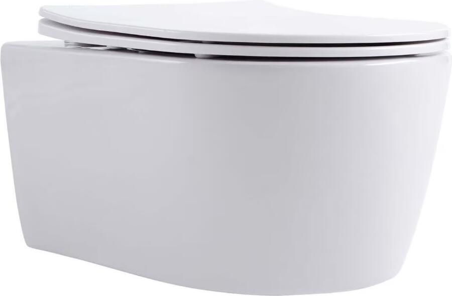 Aloni Wandcloset Pro | 49 cm | Zonder spoelrand | Wandhangend | Incl.Softclose zitting | Keramiek | Wit - Foto 2