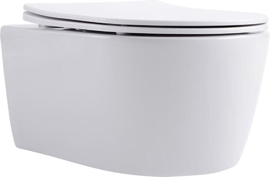 Aloni Wandcloset Pro | 49 cm | Zonder spoelrand | Wandhangend | Incl.Softclose zitting | Keramiek | Wit mat - Foto 2