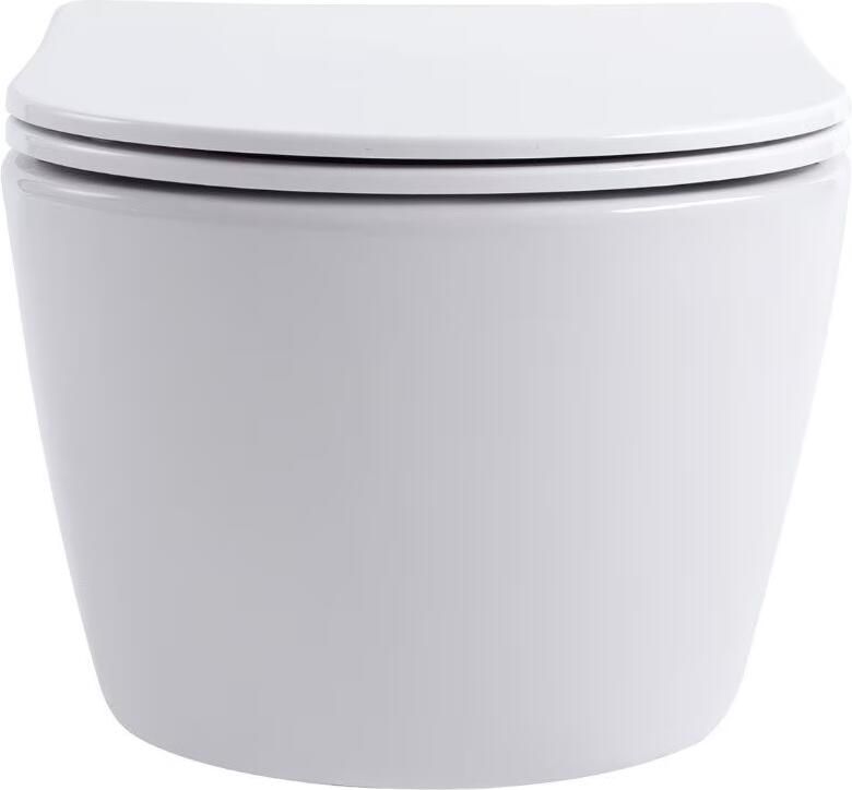 Aloni Wandcloset Pro | 49 cm | Zonder spoelrand | Wandhangend | Incl.Softclose zitting | Keramiek | Wit mat