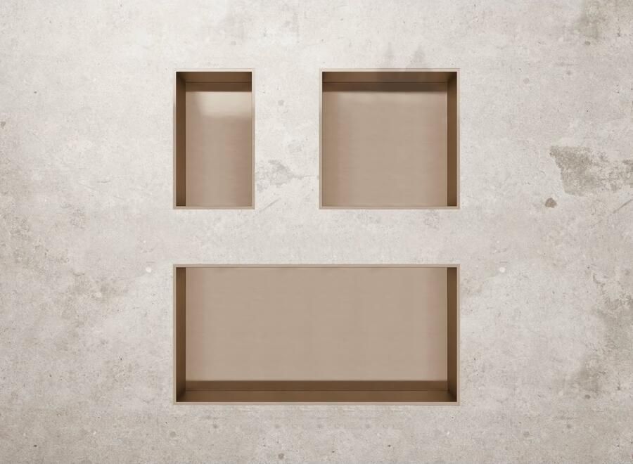 Aloni Wandnis Inbouw | 30x30x10 cm | 1 vak | Koper geborsteld