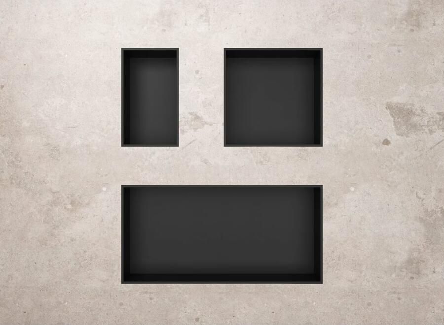 Aloni Wandnis Inbouw | 30x30x10 cm | 1 vak | Zwart mat