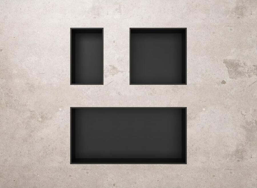 Aloni Wandnis Inbouw | 30x60x10 cm | 1 vak | Zwart mat