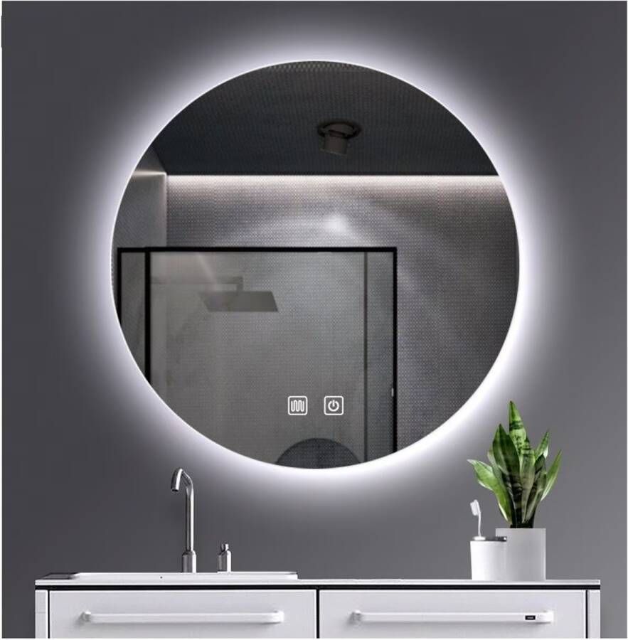 Aloni Badkamerspiegel Omega | 100 cm | Rond | Indirecte LED verlichting | Touch button | Met spiegelverwarming