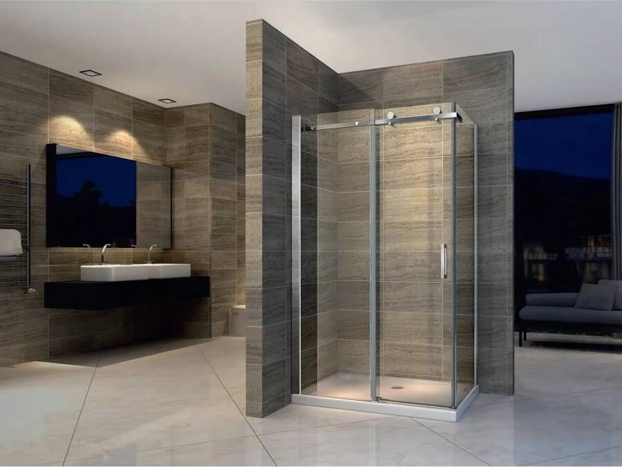 Aloni Douchecabine 80x120x195 cm | 1 Schuifdeur | Helder glas | Chroom