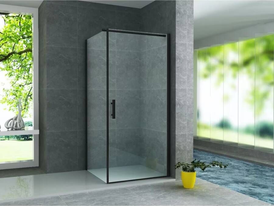 Aloni Douchecabine 80x80x190 cm | 1 Draaideur | Helder glas | Mat zwart