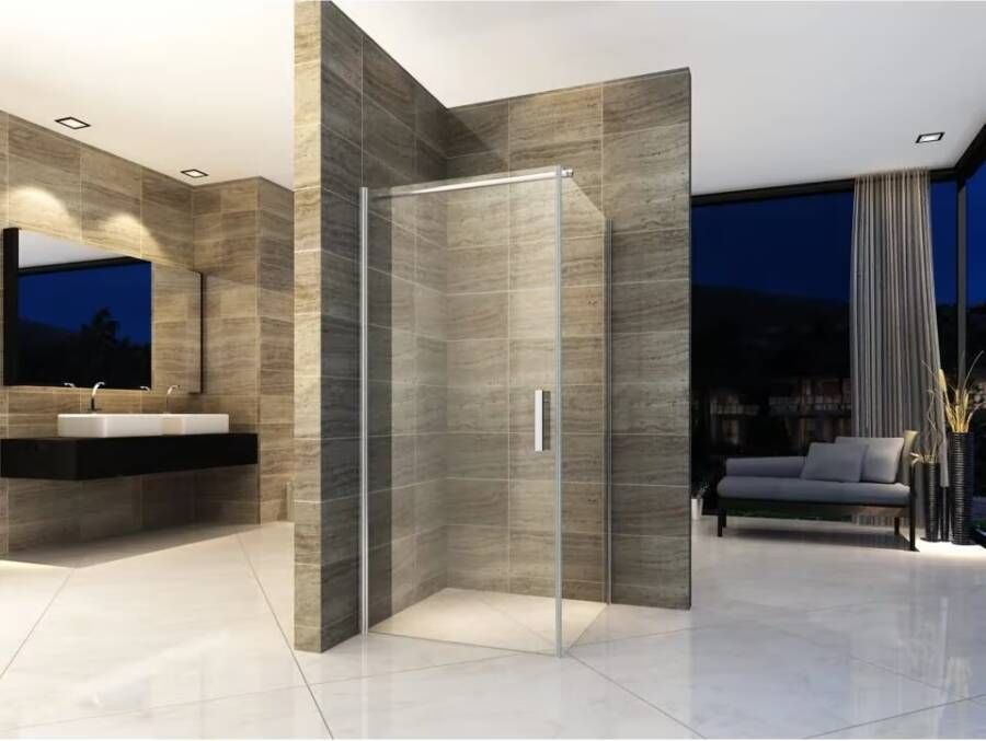 Aloni Douchecabine 90x140x195 cm | 1 Schuifdeur | Helder glas | Chroom