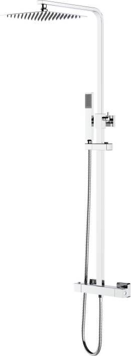 Aloni Regendouche set Quadro | Opbouw | 22 cm | Thermostaatkraan | Incl.Handdoucheset | Chroom