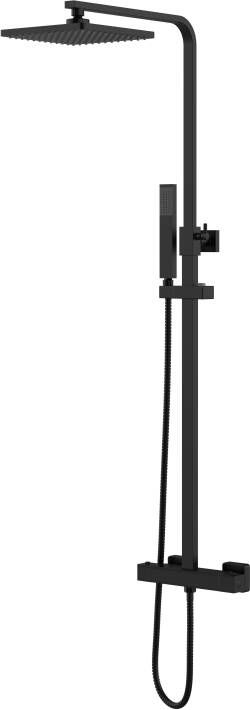 Aloni Regendouche set Quadro | Opbouw | 22 cm | Thermostaatkraan | Incl.Handdoucheset | Mat zwart