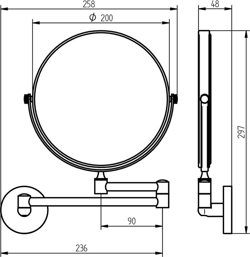 Haceka Pro 2500 Scheerspiegel 20cm wandmontage rvs 1190846