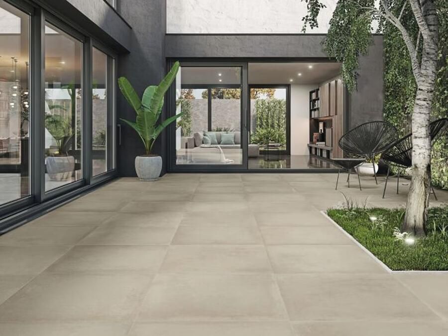 Baldocer Ceramica Grafton wand- en vloertegel 80x80cm 10mm Vierkant gerectificeerd Betonlook Beige mat SW07310900-1
