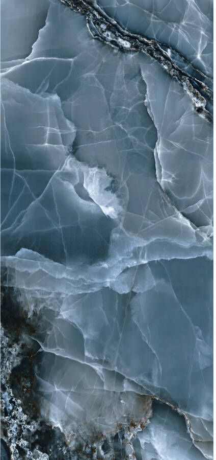 Baldocer Cerámica Onyx Vloer- en wandtegel | 120x260 cm | Gerectificeerd | Natuursteenlook | Glans Blauw