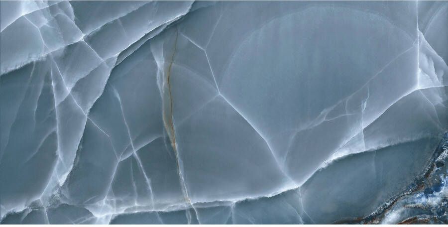 Baldocer Cerámica Onyx Vloer- en wandtegel | 60x120 cm | Gerectificeerd | Natuursteenlook | Glans Blauw
