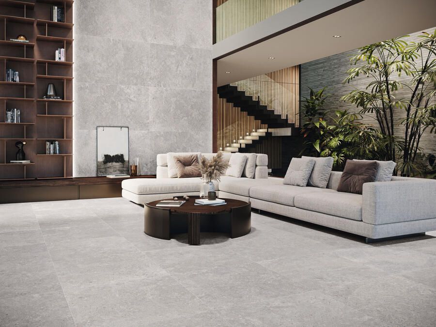 Baldocer Cerámica Stoneland Vloer- en wandtegel | 120x120 cm | Gerectificeerd | Betonlook | Mat Licht Grijs - Foto 2