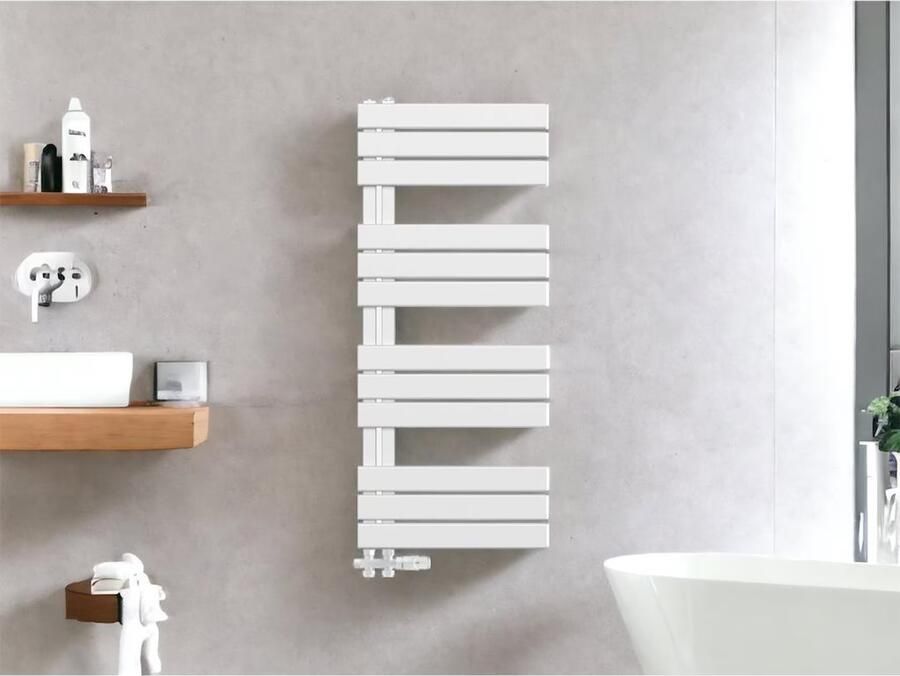 Belrad handdoek radiator zijaansluiting 681 watt 120x60 cm staal wit - Foto 2