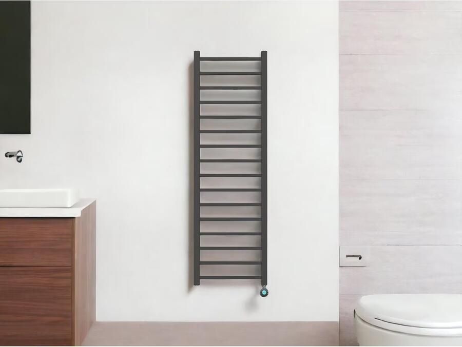Belrad Handdoekradiator | 160x50 cm | Elektrisch | 551 watt | Zwart - Foto 2