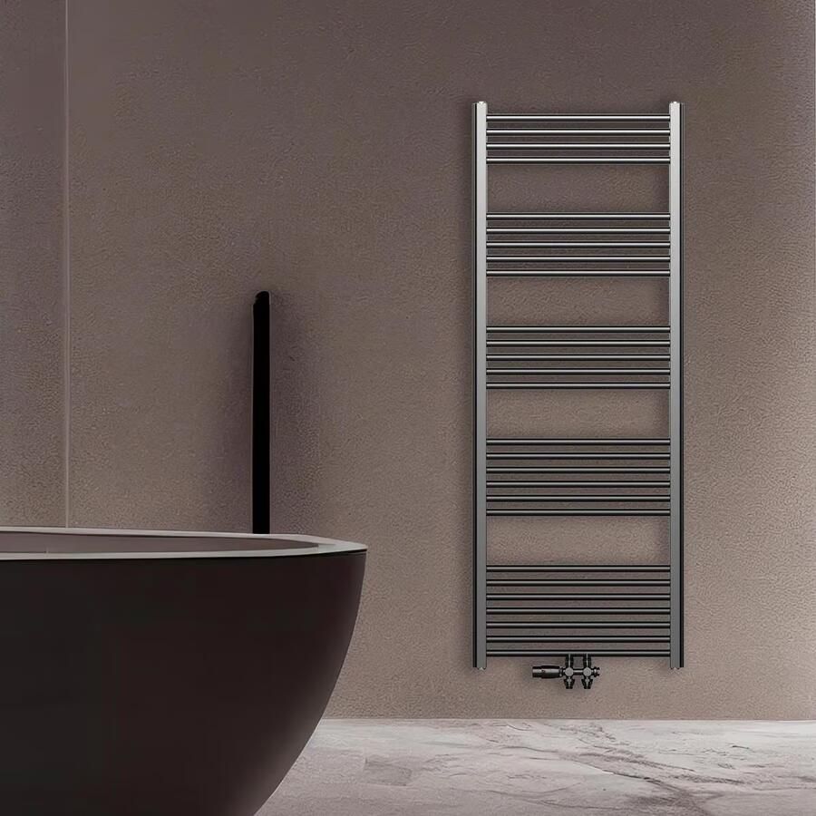 Belrad Handdoekradiator | 120x60 cm | Midden aansluiting | 414 watt | Gun Metal