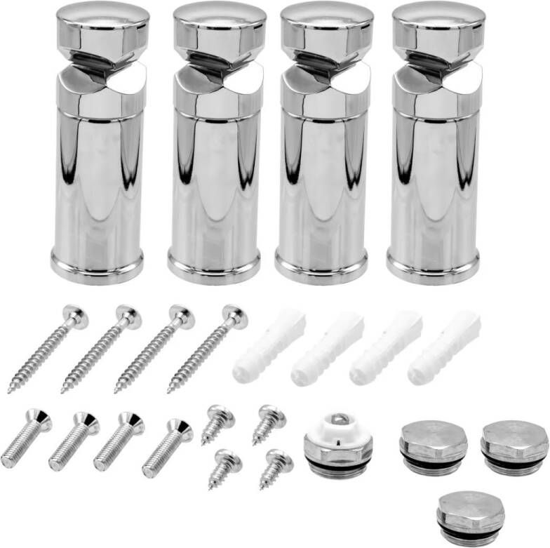 Belrad universeel handdoek radiator bevestigings materiaal | 4 stuks | Chroom