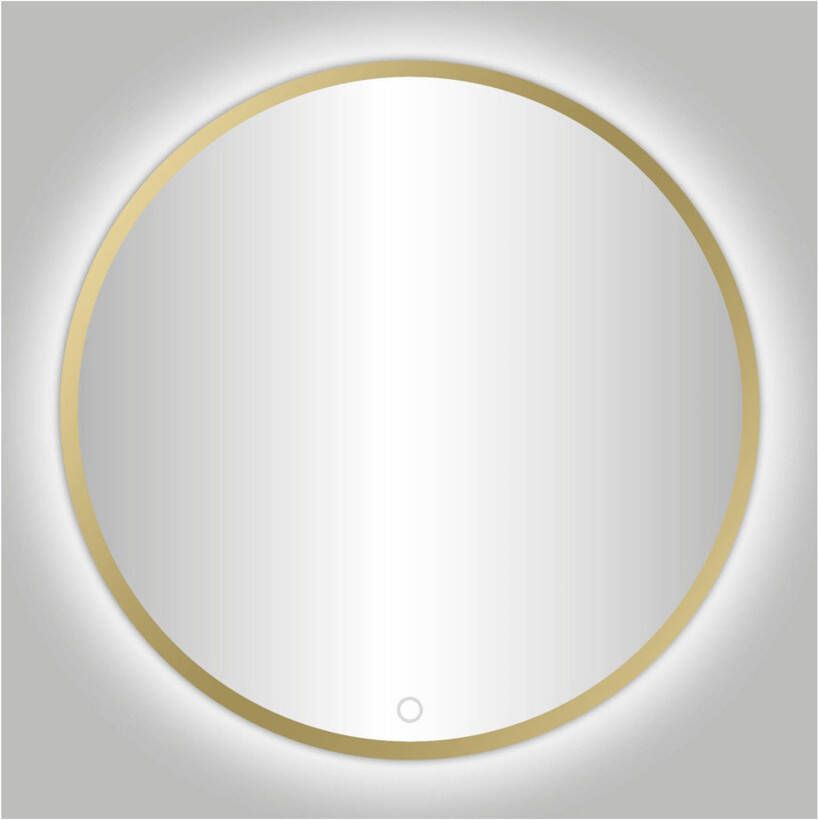 Douche Concurrent Badkamerspiegel Nancy Venetie Rond 100x100cm Mat Goud Geintegreerde LED Verlichting Touch Schakelaar