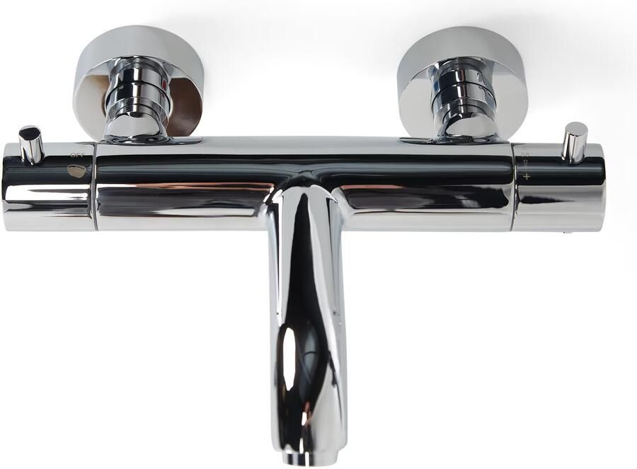 Blue Label Badkraan Brondby | Opbouw | Thermostaatkraan | 2-weg | 2-hendels | Rond | Chroom - Foto 2