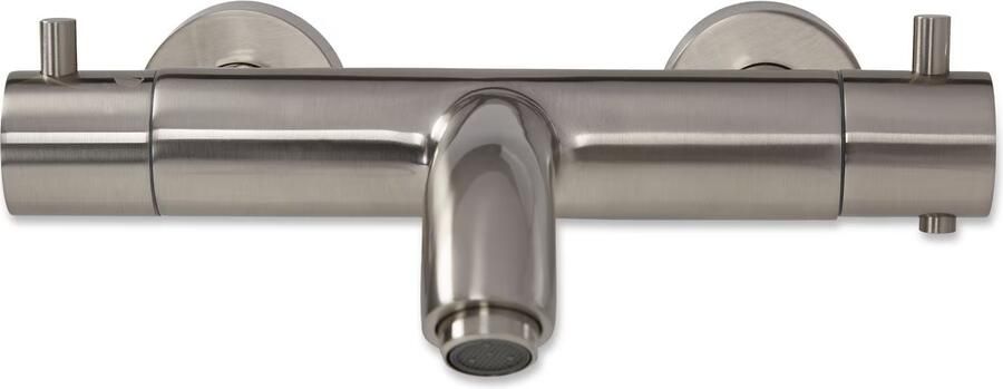 Blue Label Badkraan Brondby | Opbouw | Thermostaatkraan | 2-weg | 2-hendels | Rond | Geborsteld nikkel PVD - Foto 2