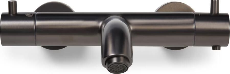 Blue Label Badkraan Brondby | Opbouw | Thermostaatkraan | 2-weg | 2-hendels | Rond | Gunmetal PVD - Foto 3