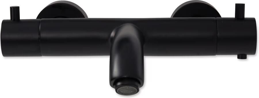 Blue Label Badkraan Brondby | Opbouw | Thermostaatkraan | 2-weg | 2-hendels | Rond | Mat zwart - Foto 2