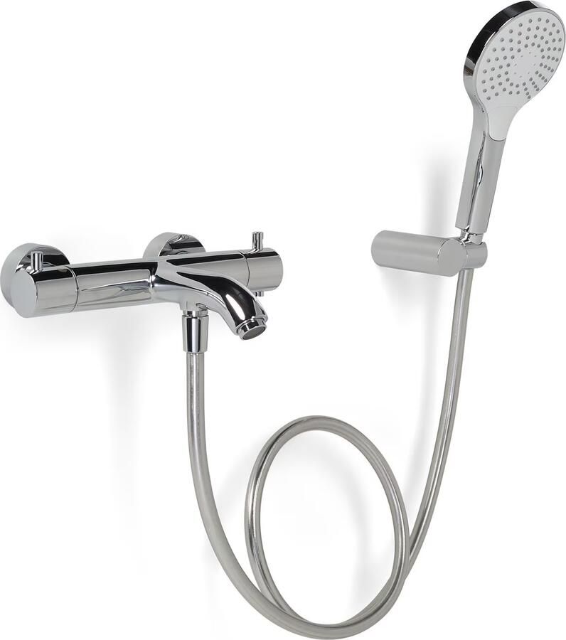 Blue Label Badkraan Brondby | Opbouw | Thermostaatkraan | Incl.Handdoucheset | 2-weg | hoh 15 cm | 2-hendels | Rond | Chroom - Foto 3