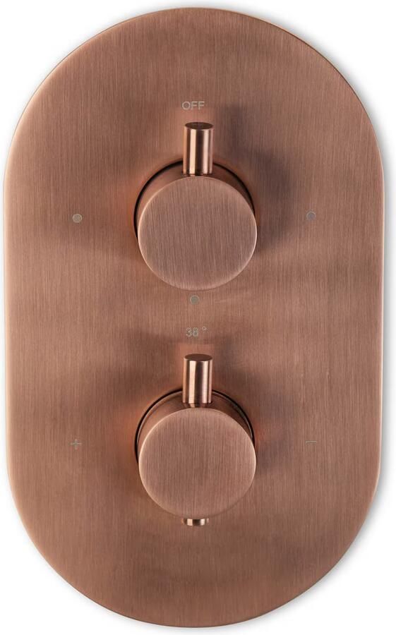 Blue Label Badkraan Skive | Inbouw | Thermostaatkraan | Incl.Inbouwdeel | 2-weg | Ovaal | Geborsteld brons - Foto 2