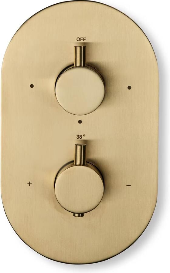 Blue Label Badkraan Skive | Inbouw | Thermostaatkraan | Incl.Inbouwdeel | 2-weg | Ovaal | Geborsteld goud PVD - Foto 3
