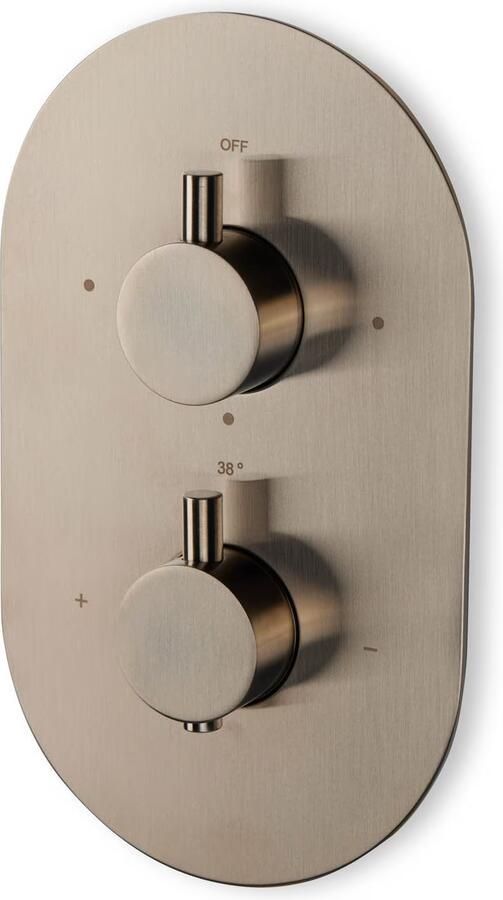 Blue Label Badkraan Skive | Inbouw | Thermostaatkraan | Incl.Inbouwdeel | 2-weg | Ovaal | Geborsteld nikkel PVD - Foto 2