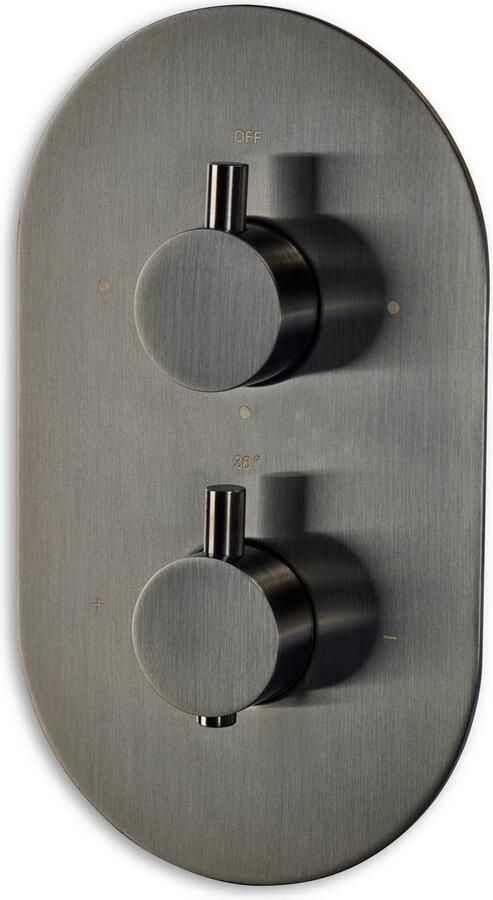 Blue Label Badkraan Skive | Inbouw | Thermostaatkraan | Incl.Inbouwdeel | 2-weg | Ovaal | Gunmetal PVD - Foto 2