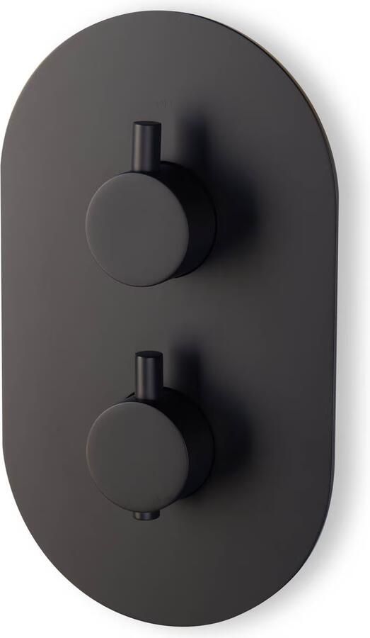 Blue Label Badkraan Skive | Inbouw | Thermostaatkraan | Incl.Inbouwdeel | 2-weg | Ovaal | Mat zwart - Foto 2