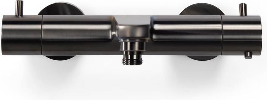 Blue Label Badkraan Skive | Opbouw | Thermostaatkraan | 2-weg | 2-hendels | Rond | Gunmetal PVD - Foto 3