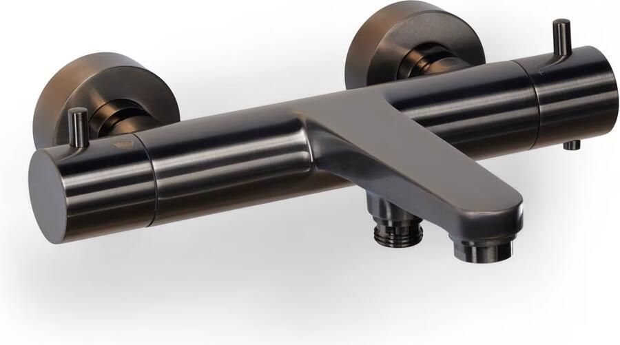 Blue Label Badkraan Skive | Opbouw | Thermostaatkraan | 2-weg | 2-hendels | Rond | Gunmetal PVD - Foto 2