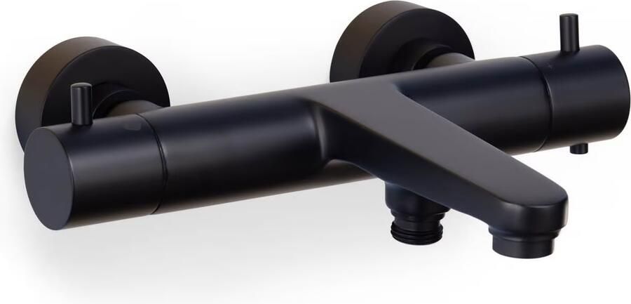 Blue Label Badkraan Skive | Opbouw | Thermostaatkraan | 2-weg | 2-hendels | Rond | Mat zwart - Foto 2